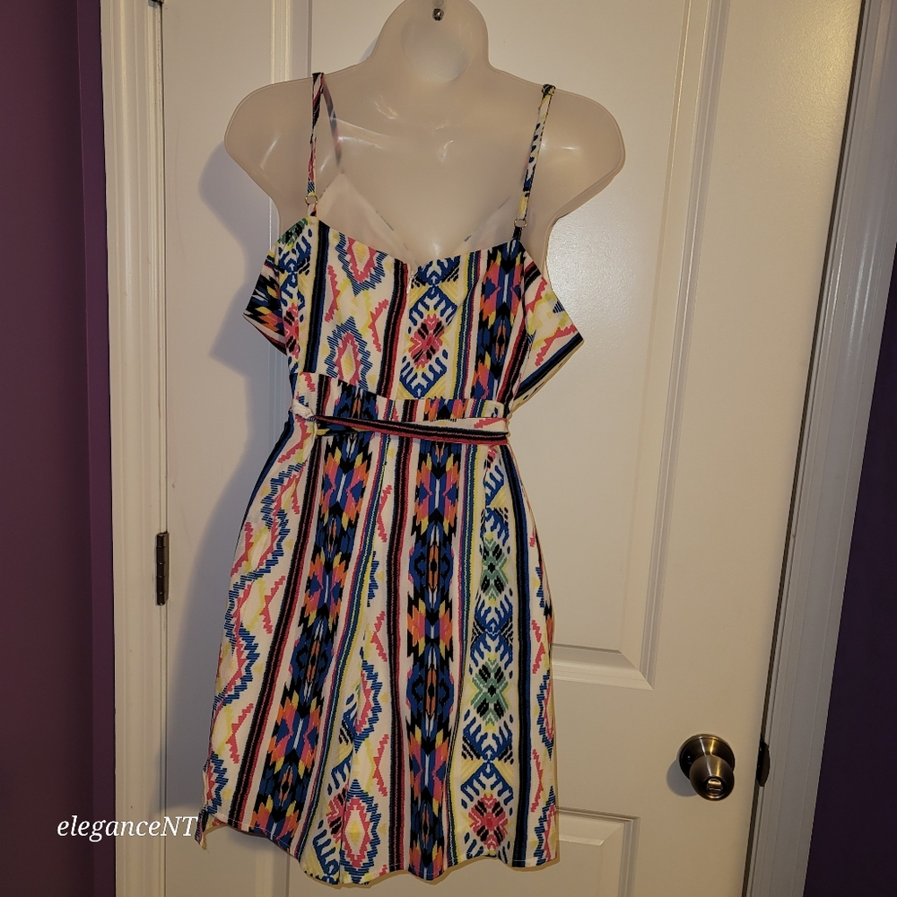 Forever 21 Multicolor Patterned Wrap Style Women's Dress Sz: Large - Picture 5 of 6